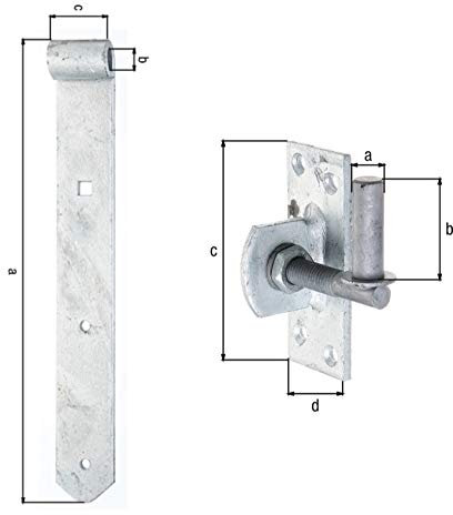 HAUS & DACH Ladenband Set, feuerverzinkt inkl. Kloben, Ladenbandlänge: 400 mm, Durchmesser Kloben: 16 mm Verstellbar
