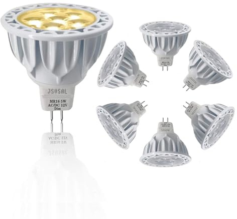 JSVSAL MR16 GU5.3 LED Light Bulb,3000K Soft White,5W 12V,Dimmable,6-Pack