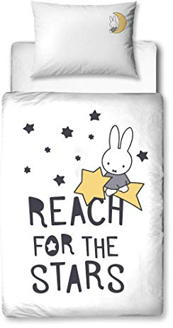 termana Miffy Babybettwäsche 135x100 Flanell Biber, 1 Kissenbezug 40x60 + 1 Bettbezug 100x135 cm, Miffy Hase Kinder-Bettwäsche Mädchen & Jungeb