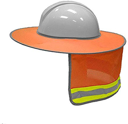 Sonnenschutz für Schutzhelm Hochsichtbarer, reflektierender Sonnenschutz-Nackenschutz mit Vollkrempe-Orange