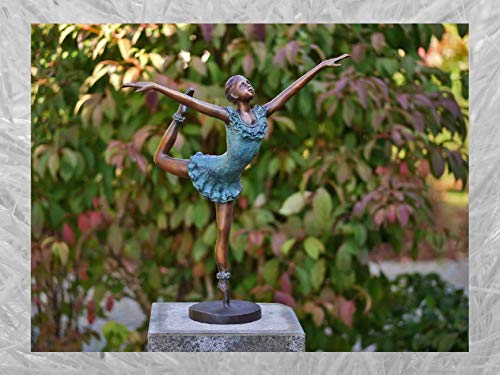 IDYL Bronze-Skulptur Ballerina 57 cm | 54x15x43 cm | Klassische Bronze-Figur handgefertigt | Gartenskulptur oder Wohnbereich-Dekoration | Hochwertiges Kunsthandwerk | Wetterfest