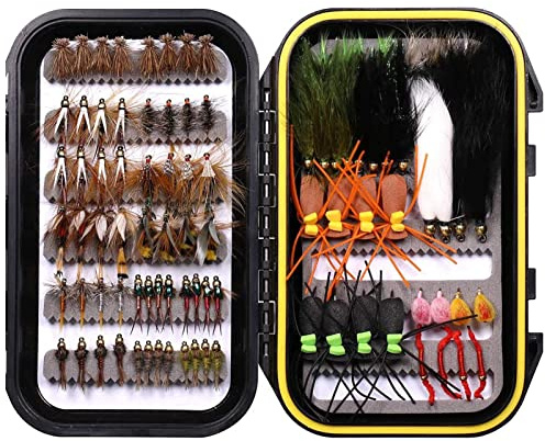 Wifreo 92pcs Fly Fishing Flies Assortment with Waterproof Fly Box