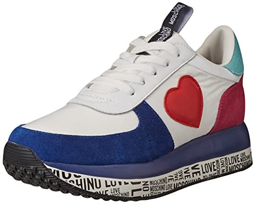 Love Moschino Nuova Pre-Collezione Primavera Estate 2022, Scarpe da Ginnastica Donna, Bianco, 36 EU