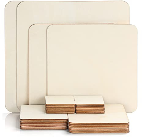 Belle Vous Unvollendete Leere Holzplättchen Rechteckig Geformt (44 Stk) - 5 Größen - Naturbelassene Holzplatten zum Basteln - Für DIY-Bastelarbeiten, Malerei, Holz Brandmalerei & Dekoration