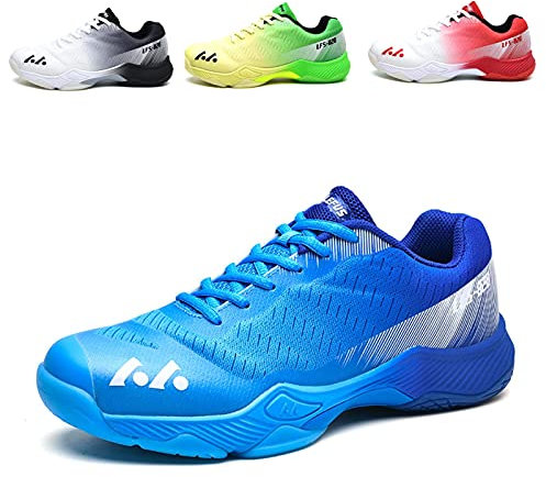 BLBK Badmintonschuhe, Squashschuhe, Hallenschuhe für Verschiedene Bodenbeläge, bequemer und Fester Griff/Unisex-Volleyballschuhe,Blau 43