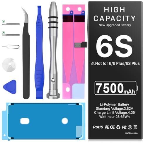 [3200mAh] Batteria per iPhone 6S (Nuova Versione 2022), Batteria di Ricambio a Ultra Alta Capacità BOANV a 0 Cicli con Kit di Strumenti di Ricambio Professionali