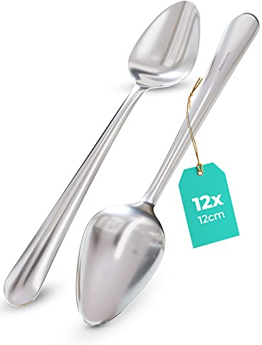 Lot de 12 Petites Cuillères à Expresso Moka en Acier Inox - Résistantes - Lavables au Lave-vaisselle - Mini Cuillères