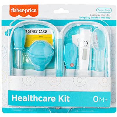 Smart Care Fisher-Price Kit de soins de santé pour bébé, 6 pièces, essentiels pour nouveau-né, coffret cadeau pour bébé, comprend des distributeurs de médicaments, un aspirateur, un coupe-ongles pour