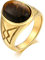 Herren Ring, Edelstahl Ringe Herren Breit Ovales Kreuz Aus Edelstahl Siegelring Für Herren Männer Mit Opal Braun Ring Mit Kostenlos Gravur