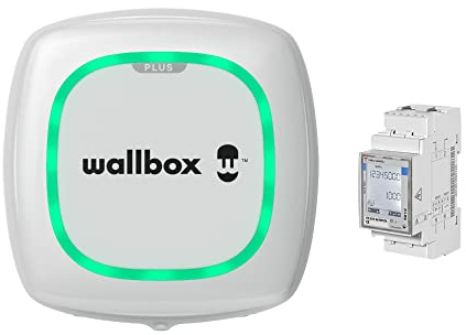 Borne de Charge Solaire Wallbox Pulsar Plus – Chargeur pour véhicule électrique (7,4 KW, 5 mètres, Type 2, Wi-FI, Bluetooth, OCPP, Intérieur/extérieur) Blanc + Power Boost monophasé
