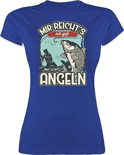 Shirt Damen - Angler Geschenke & Zubehör - Mir reicht's ich GEH Angeln - M - Royalblau - reichts Tshirt Frauen angelbekleidung Fishing reicht Angel sprüche gehe angelmotiv Fischerei Angelsport
