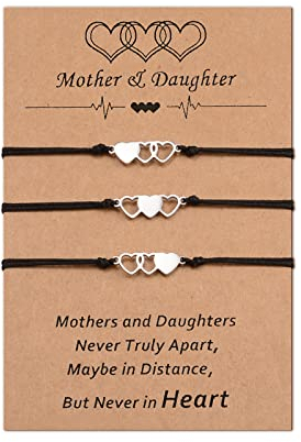 MANVEN Mutter Tochter Armband Set für 3 Passende Herz Armbänder Geburtstagsgeschenk für Mama Geschenk zum Muttertag