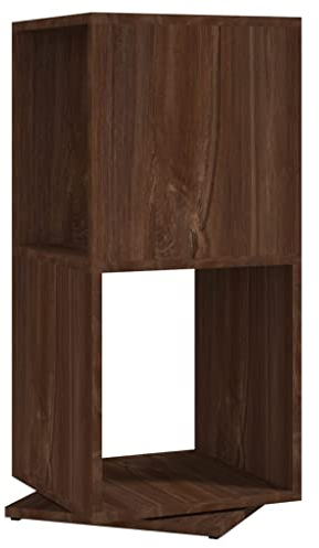 vidaXL Drehregal Drehbar Regal Ordnerregal Standregal Bücherregal Aktenregal Büroregal Deko Mehrzweckregal Braun Eiche-Optik 34,5x34,5x75,5cm Holzwerkstoff