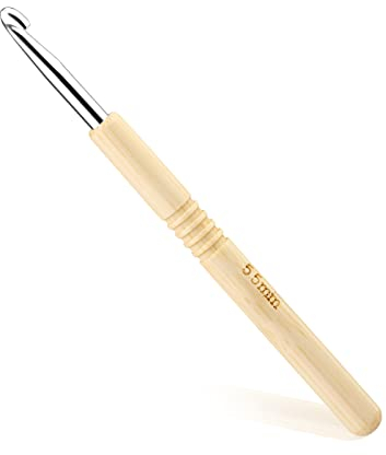 5,5 mm Häkelnadel, ergonomischer Griff für arthritische Hände, Holzgriff Häkeln extra leichte Stricknadeln für Anfänger und Häkelgarn (5,5 mm)
