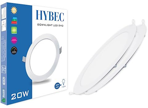 HYBEC - Downlight LED Techo Empotrable, Focos Interior Techo, Downlight LED 220mm, Focos Empotrables, 20W 6500ºK* (Pack 2)