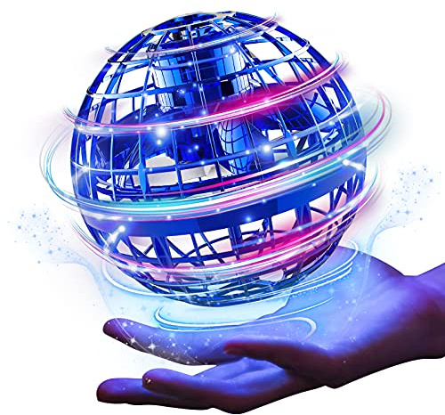 YPUVN Fliegender Ball,Flying Orb Ball Magische Spinnerin mit LED Licht Drohne für Kinder Hover Ball, Ball Mini Drohne Für Kinder Fliegendes Spielzeug Jungen Mädchen Indoor Outdoor Pro (Blua) (Blau)
