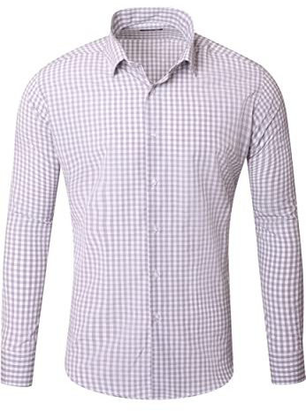 Reslad Kariertes Hemd-Herren Slim Fit Bügelfreies Freizeithemd Trachtenhemd Karo-Hemd RS-7007