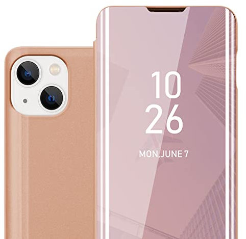 Cadorabo Hülle kompatibel mit Apple iPhone 14 Schutzhülle TPU Silikon Case 360 View Spiegel, Slim Kratzfest Weiche Gummi mit Rundumschutz Cover Hülle für iPhone 14 in Pink