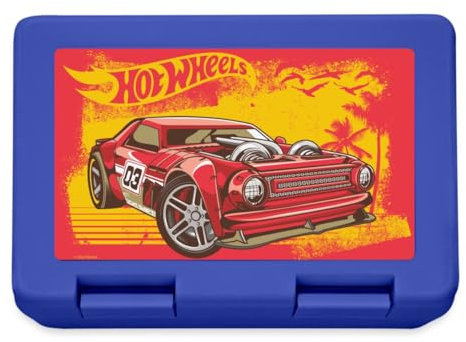 Spreadshirt Hot Wheels Cooles Auto Am Strand Brotdose Lunchbox, One size, Royalblau