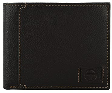 Sergio Tacchini Herren Geldbörse aus echtem Leder in Schwarz mit Kartenhalter und Geschenkbox, Moro Head 039, Clásico, Klassisch