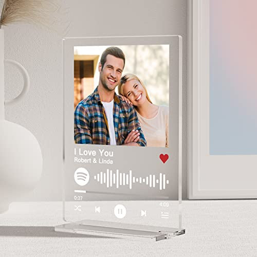 iDIY Plaque Spotify Personnalisé - Cadre avec Socle, Cadeau Saint Valentin pour Homme Femme, Original pour Couple, Anniversaires, Noël