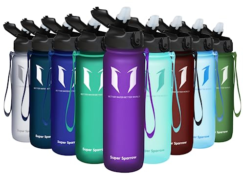 Super Sparrow Trinkflasche mit Strohhalm - Tritan Wasserflasche - 750ml - BPA-Frei - Ideale Sportflasche - Auslaufsichere Trinkflaschen für Kinder - Leicht, Nachhaltig