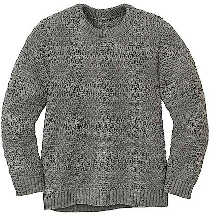 Disana Aran-Pullover Kinder - 100% Bio-Merino – atmungsaktiv & kuschelig warm - Unisex Gr. 86-140 - nachhaltig & fair - ideal für kalte Tage Dank fluffigem Strick - Made in Germany | Grau Gr. 98-104