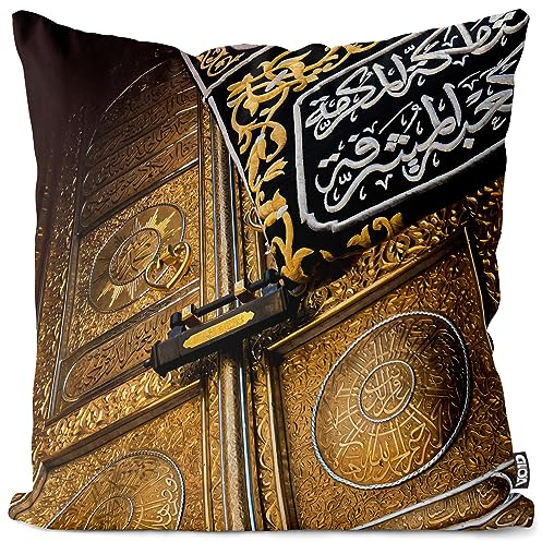 VOID Kaaba Tür Eingang Pilger Kissenbezug Kissenhülle Sofa Couch Wohnzimmer Dekoration wasserfest Outdoor Garten Kissen bezug deko, Kissen Größe:80 x 80 cm