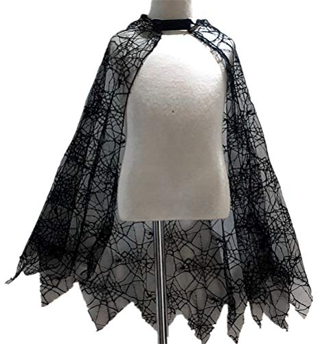 Srliya Halloween Spinnennetz Cape Kinder Cape Halloween Abschlussball Verkleidung Requisiten(Geeignete Höhe: 80 cm ~120 cm)
