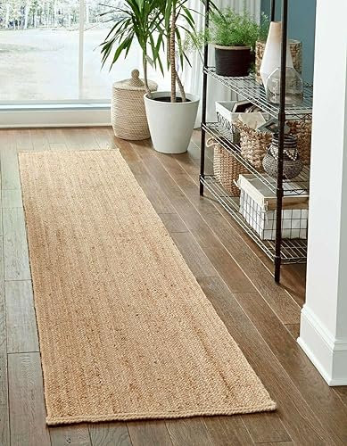 Avgari Creation Rectangle Rug 100% Natural Beige Jute handmade carpet modern living runner area rugs, Indoor & Outdoor Home Decor (60 x 120 cm)