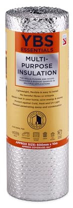 YBS Essentials Multi Purpose Bubble Foil Insulation Roll | 600mm x 10m, 3.5mm Thickness | DIY 3-in-1 Thermal Reflective Insulation | Radiator Foil | Roofs, Walls, Floors, Motorhomes, Cellar & Garages