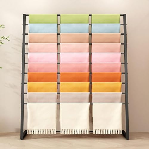 Freistehender Schalständer mit 10 Stangen - Hijab Schals Display Rack - Ständer für Seidenschals und Krawatten aus Metall, kommerzieller Schalhalter aus Metall und Eisen ( Color : B , Size : 150X40X14