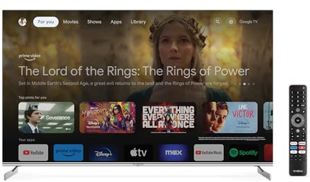 STRONG SRT55UF8733, 4K QLED Smart TV 55 Zoll: Streamen mit Netflix, Prime Video, Disney+ auf höchstem Niveau - Dolby Atmos, Google TV und Sprachsteuerung inklusive