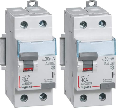 Legrand Interrupteur Différentiel 2P 230V~ 40A Type F 30mA - 2 Modules (Lot de 2)