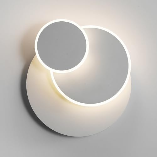 DELIPOP Wandlampe LED Modern Innen 15W, 350° drehbar Wandspot Aluminum Wandleuchte, Kreative 3 in 1 Schutz Wandbeleuchtung Runde für Schlafzimmer Wohnzimmer Korridor, Natürliches Licht 4500K