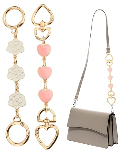 Lilbitty 2 Stücke Taschenverlängerungskette, Geldbörsenbandverlängerungen für Handtaschen, Geldbörsenverlängerungskette, Kette, Geldbörsenband, Ersatz, Geldbörsenzubehör, Rosa