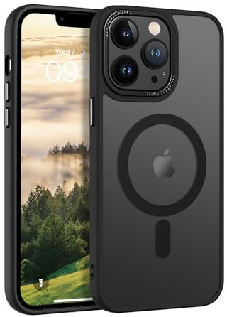 BENTOBEN Funda Magnética para iPhone 13 Pro MAX, 6,7 Pulgadas [Compatible con Magsafe] Carga Inalámbrica Carcasa iPhone 13 Pro MAX Fundas Translúcido Mate Protección Grado Militar Anti-Golpes -Negro