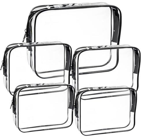 5 Stück durchsichtige Kosmetiktasche,transparente kulturtasche,durchsichtig, wasserdichte Reise waschtaschen,Kosmetiktasche wasserdicht,für Familie, männer un Frauen