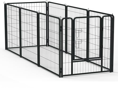 FIVMEN 6-TLG Hundelaufställe mit Türen & Erdanker Modular Hundezaun 65x80cm Welpenlaufstall Metall Welpengitter Garten Tierlaufstall Freilaufgehege für Hunde Katzen Kaninchen Kinder