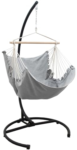 AMANKA Hängesessel mit Gestell Outdoor - 210cm Ständer mit XL Relaxsessel - Gartenschaukel für Erwachsene - Gartensessel Balkonmöbel Schaukelstuhl Swing Chair Garten-Hängesessel Balkon Schaukelsessel