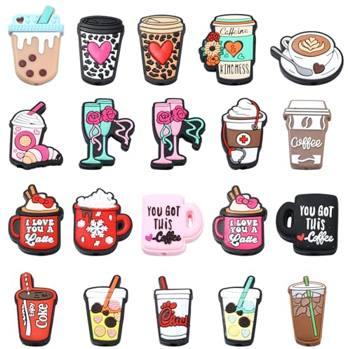 UR URLIFEHALL Lot de 20 perles focales en silicone de 20 styles pour boissons, lait, thé, café - Perles en silicone pour la fabrication de porte-clés, cordons de stylo, loisirs créatifs