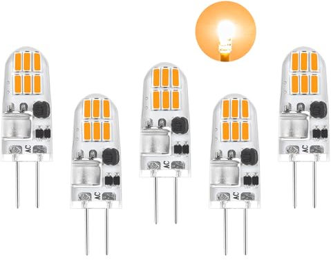 G4 LED Lampen, 12V AC/DC Warmweiß 2700K, 160LM, Kein Flackern, 1.5W Ersetzt 15W Halogenlampen, Für Dunstabzugshaube, Küche, 5er Pack