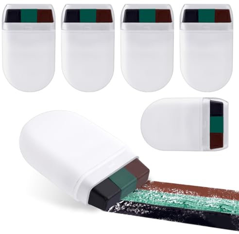 PEUTIER 6pcs Peinture de Visage Camouflage 3 Couleurs, pour Chasse Faciles à Nettoyer Accessoires Chasse Maquillage Camouflage pour La Chasse Halloween Le Camping Les Fêtes à Thème(Noir, Vert, Café)