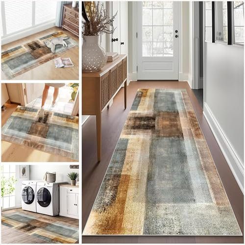 100 x 250 cm, Teppichläufer Flur, Küchenläufer Flurteppich Flurläufer Küchenteppich, Lang Waschbar Küche Teppich läufer, Kurzflor Korridor Teppich Läufer für Eingang Flur Schlafzimmer Wohnzimmer