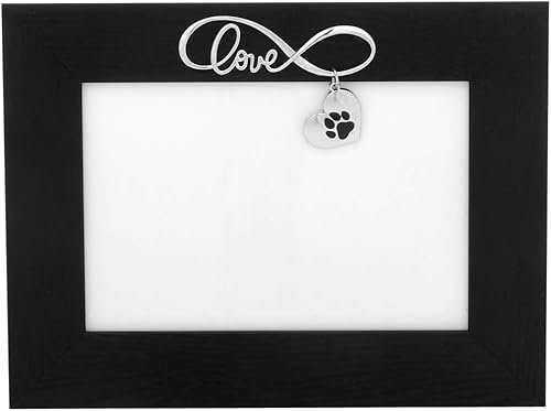 Brillibrum B-Ware Fotorahmen schwarz Haustier Bilderrahmen Trauerrahmen Hund Andenken Unendlich Liebe Herz Symbol personalisiert (Gravur bis 15 Zeichen)