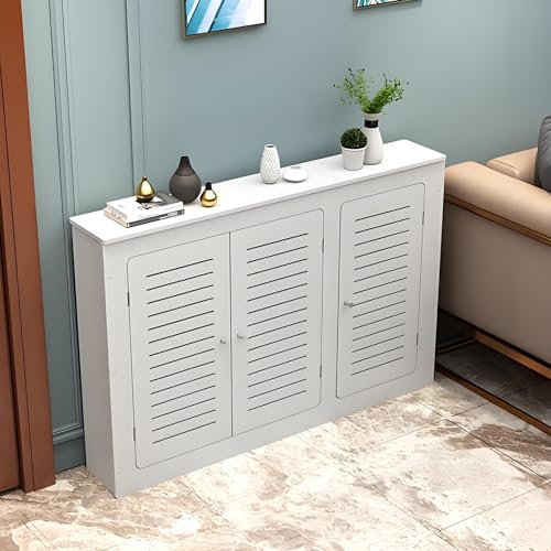 Heating Cabinet Cover, Radiator Cover Cabinet Shelf, Modern Radiator Covers For Home, Radiator Cover Display Stand Plant Flower Pot, Heating Cover Storage Organizer Cabinet With 3 Doors(120x70x15cm/47
