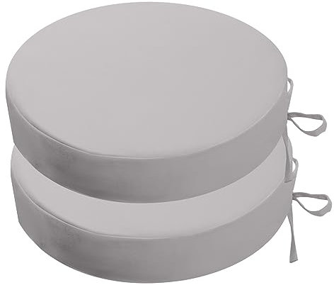 PRIMEPATIO Runde Outdoor-Stuhlkissen, dick, 7 cm, runde Sitzkissen mit Bändern, wasserdicht, rund, für Terrasse, Bistrostuhl, für Gartenmöbel, 38 x 38 cm, Gary