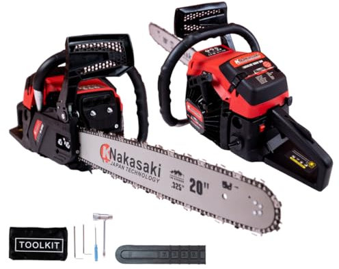 Knakasaki Motosierra de Gasolina 78cc 3,0 CV - Motosierra Compacta y Potente con Kit Completo de Accesorios - Motosierra Ideal para Jardineria, Carpinteria, Leña, Ramas y Árboles