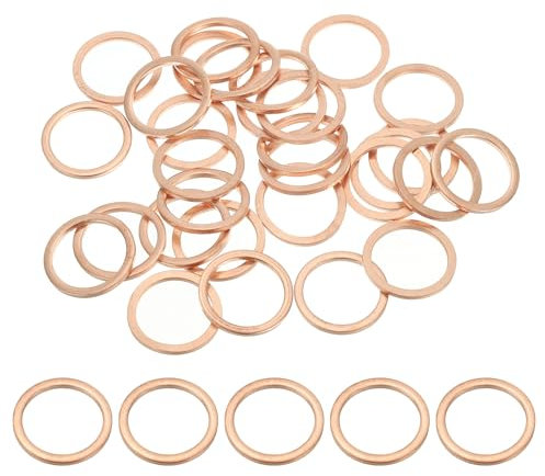 PATIKIL 30pcs Arandela de Cobre M16, Anillo de Sellado, 20x16x1.5mm(OD*ID*Grosor) Junta Plana Métrica Crush Accesorios Hidráulicos para Tornillos Perno Tapones de Cárter Drenaje de Aceite