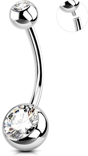 OUFER Body Piercing Bauchnabelpiercing 10/12/14/16mm Nabelpiercing 14G 316L Edelstahl extra lang Bauchnabelpiercing Belly Piercing Jewellery Navel Piercings